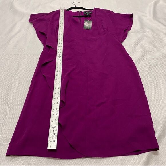 Lauren Ralph Lauren Fuchsia Dress diagonal ruffle‎ - Picture 9 of 11